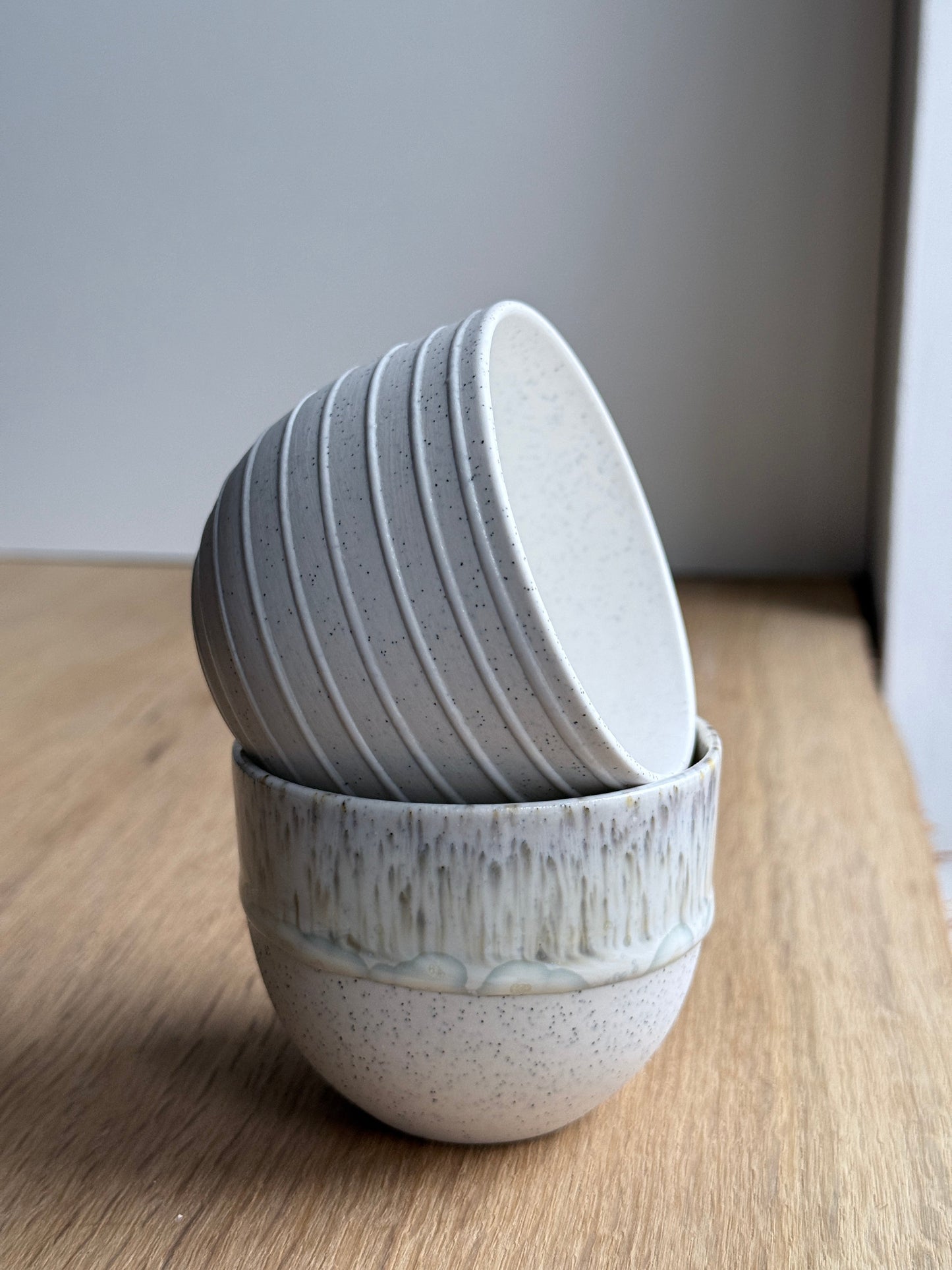 Cortado Cup, Light Stone Grey w/ glazed stripes (130 ml)