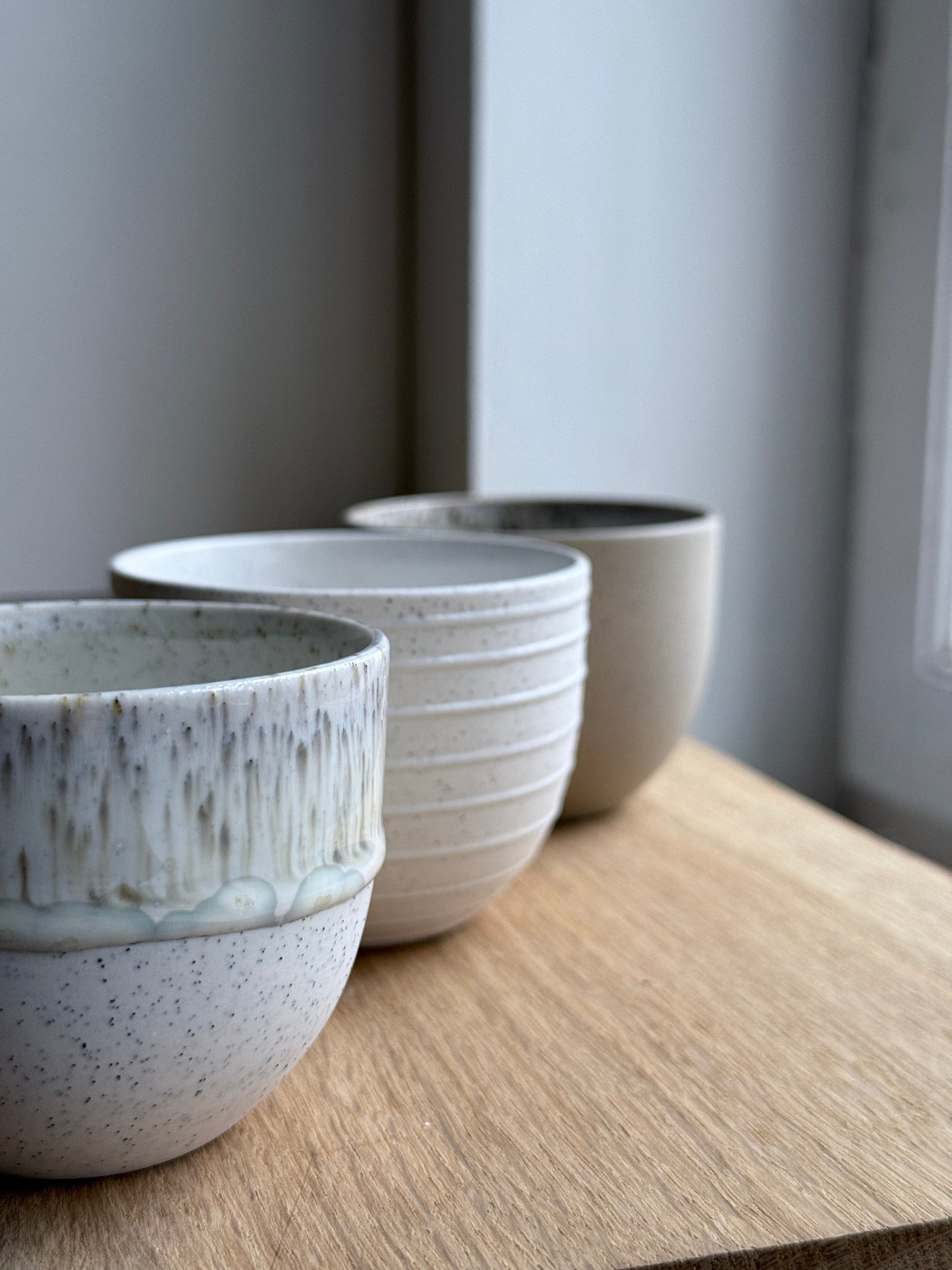 Cortado Cup, Light Stone Grey w/ glazed stripes (130 ml)