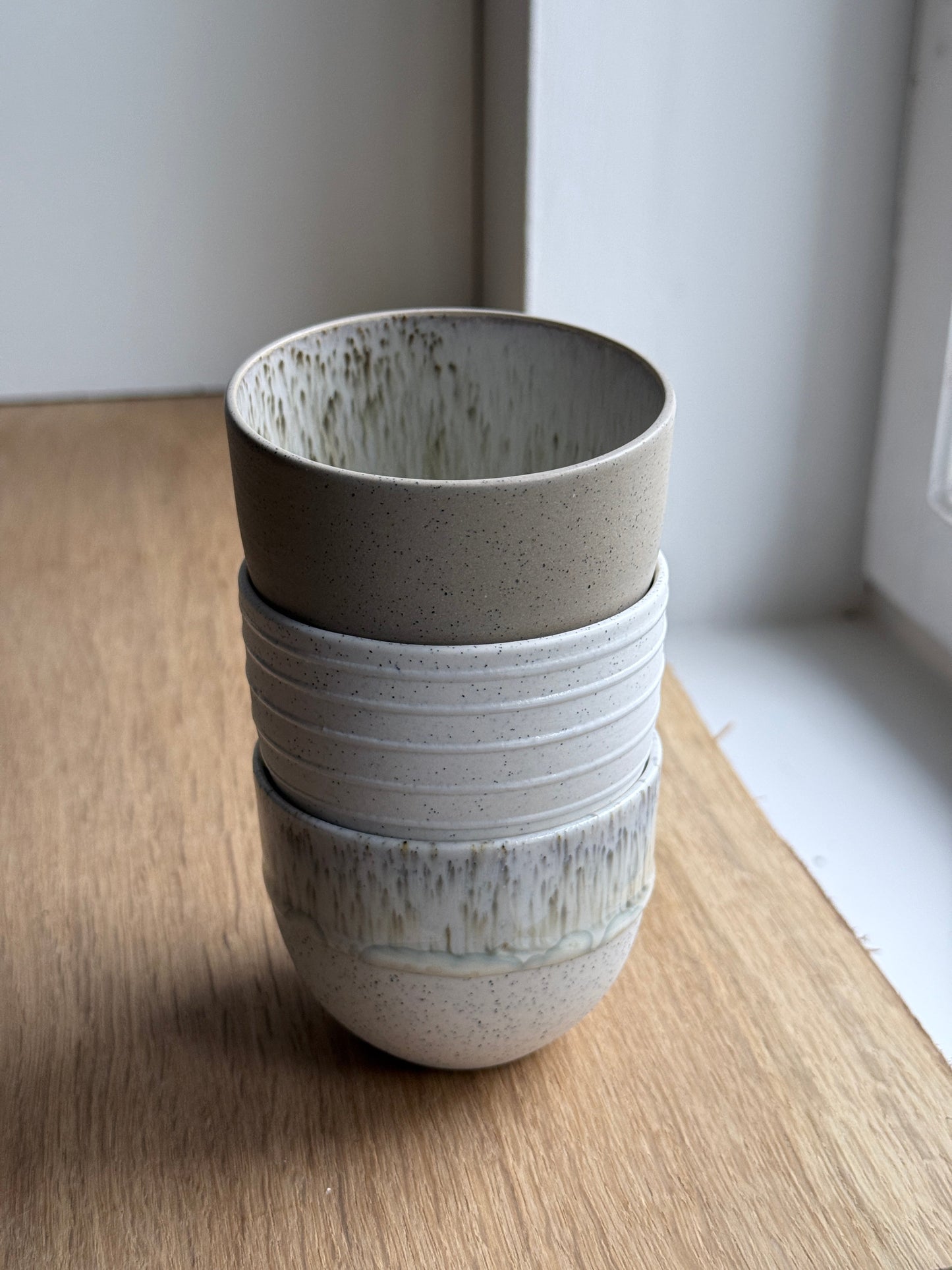 Cortado Cup, Light Stone Grey w/ glazed stripes (130 ml)