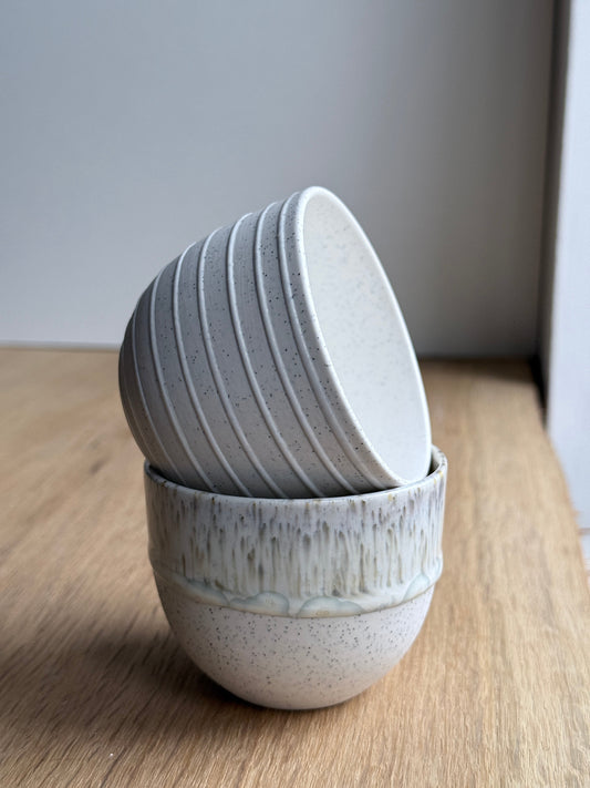 Cortado Cup, Light Stone Grey w/ glazed stripes (130 ml)
